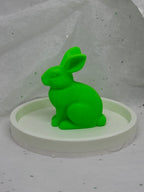 Fat Bunny Jewelry Holder (Glowing Green/White) | 3D Printed Decor