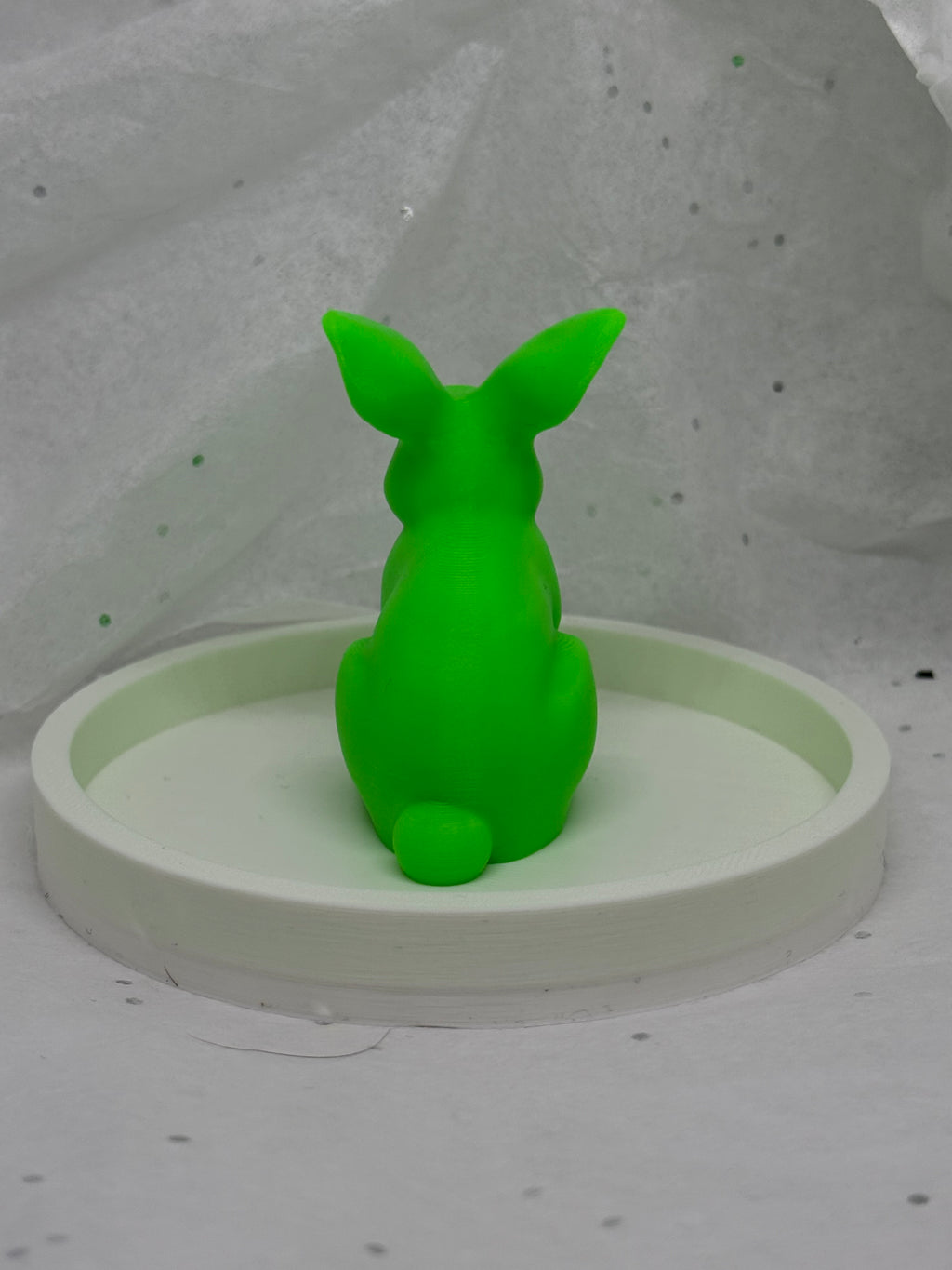 Fat Bunny Jewelry Holder (Glowing Green/White) | 3D Printed Decor
