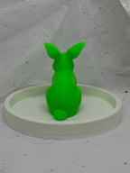 Fat Bunny Jewelry Holder (Glowing Green/White) | 3D Printed Decor