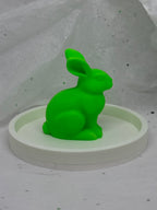 Fat Bunny Jewelry Holder (Glowing Green/White) | 3D Printed Decor