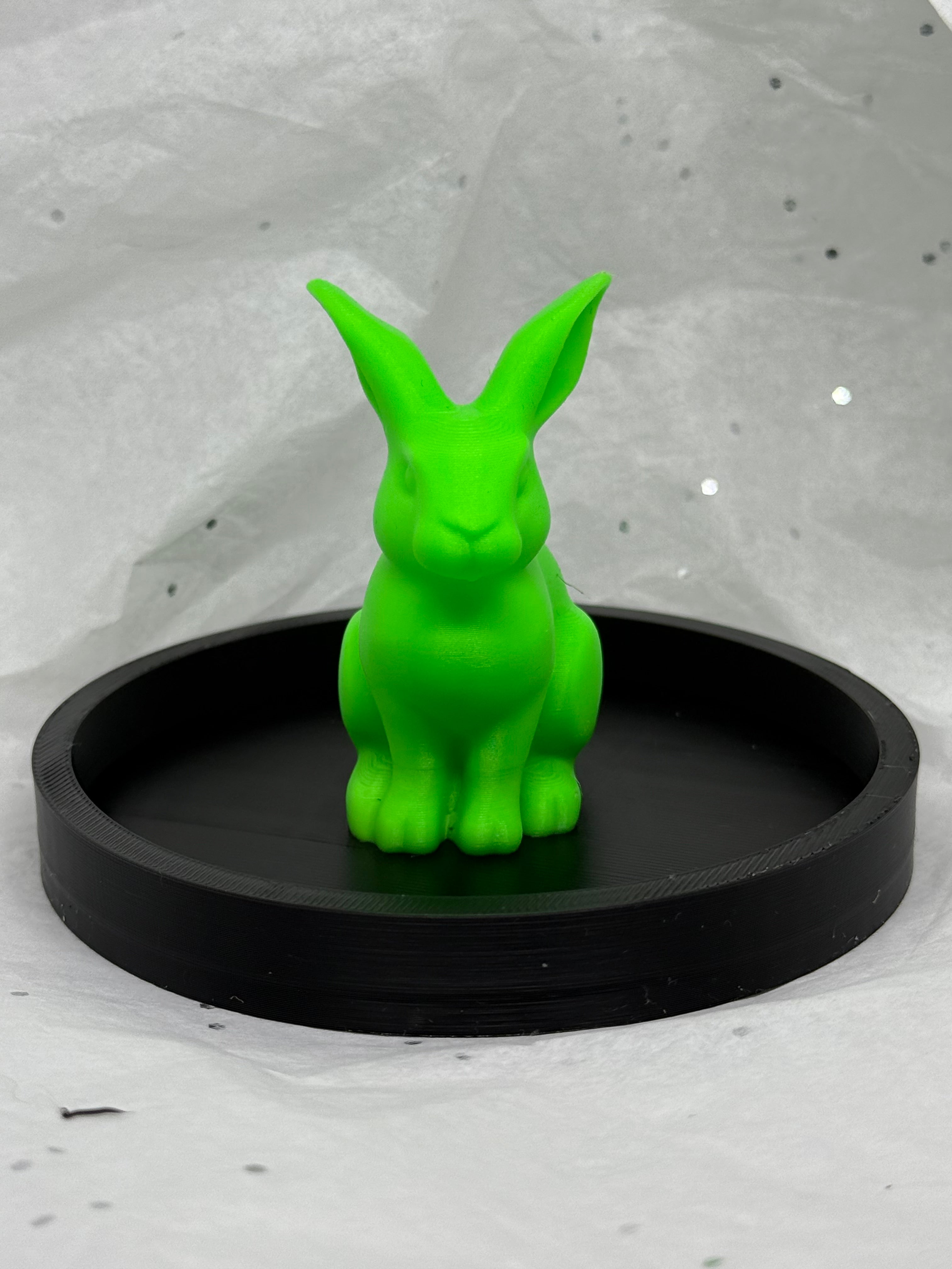 Fat Bunny Jewelry Holder (Glowing Green/Black) | 3D Printed Decor