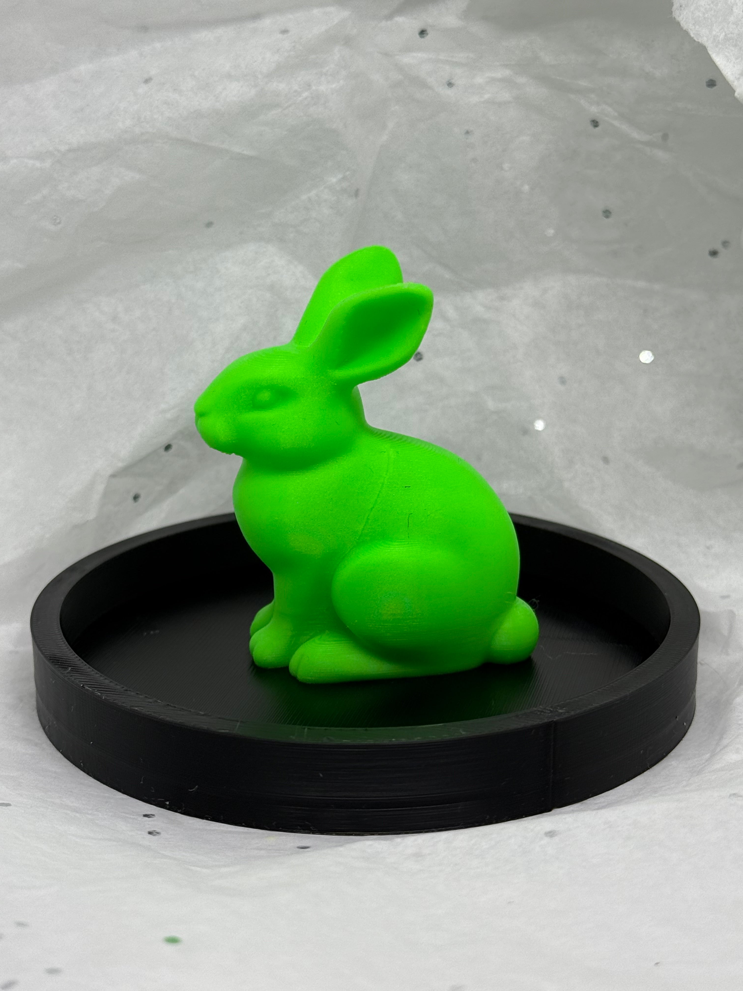Fat Bunny Jewelry Holder (Glowing Green/Black) | 3D Printed Decor
