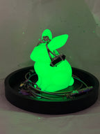 Fat Bunny Jewelry Holder (Glowing Green/Black) | 3D Printed Decor