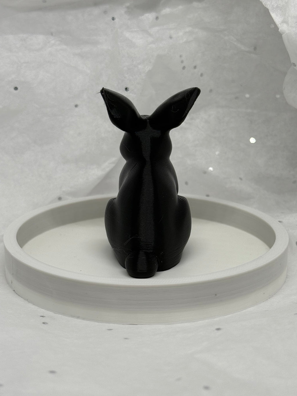 Fat Bunny Jewelry Holder (Black/White) | 3D Printed Decor