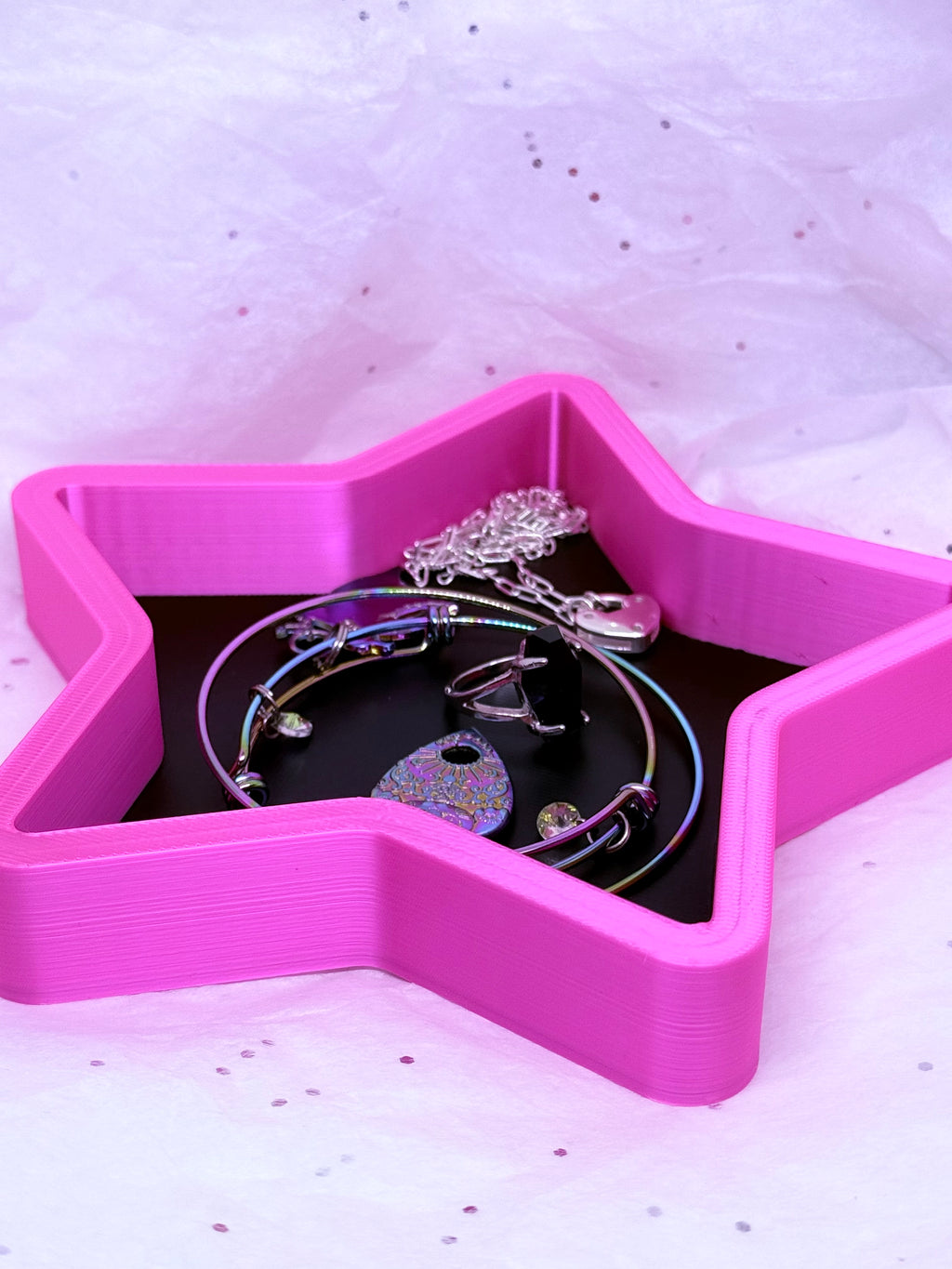Star Tray (Black & Silky Magenta) | 3D Printed Decor