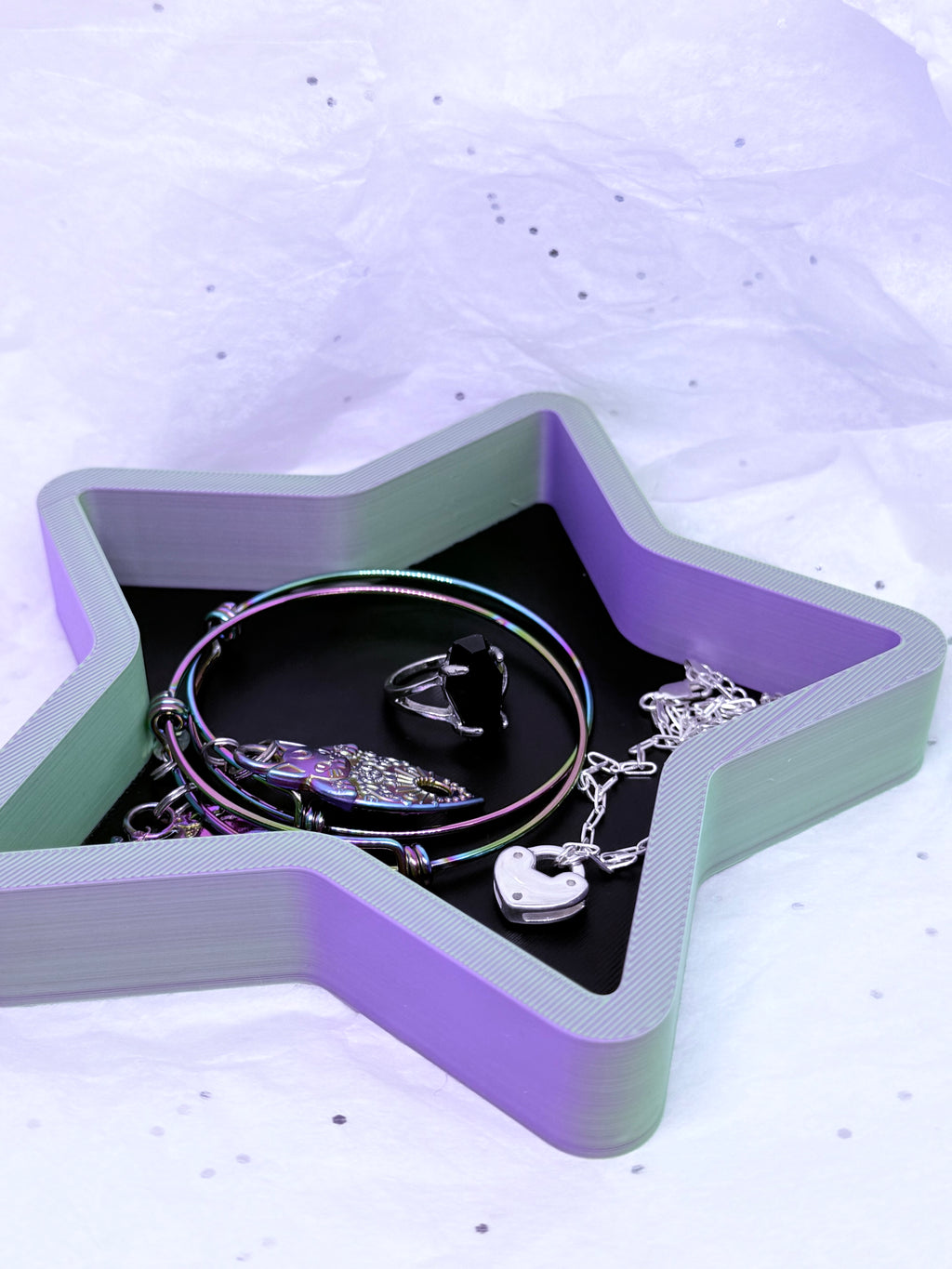 Star Tray (Black & Purple/Green) | 3D Printed Decor