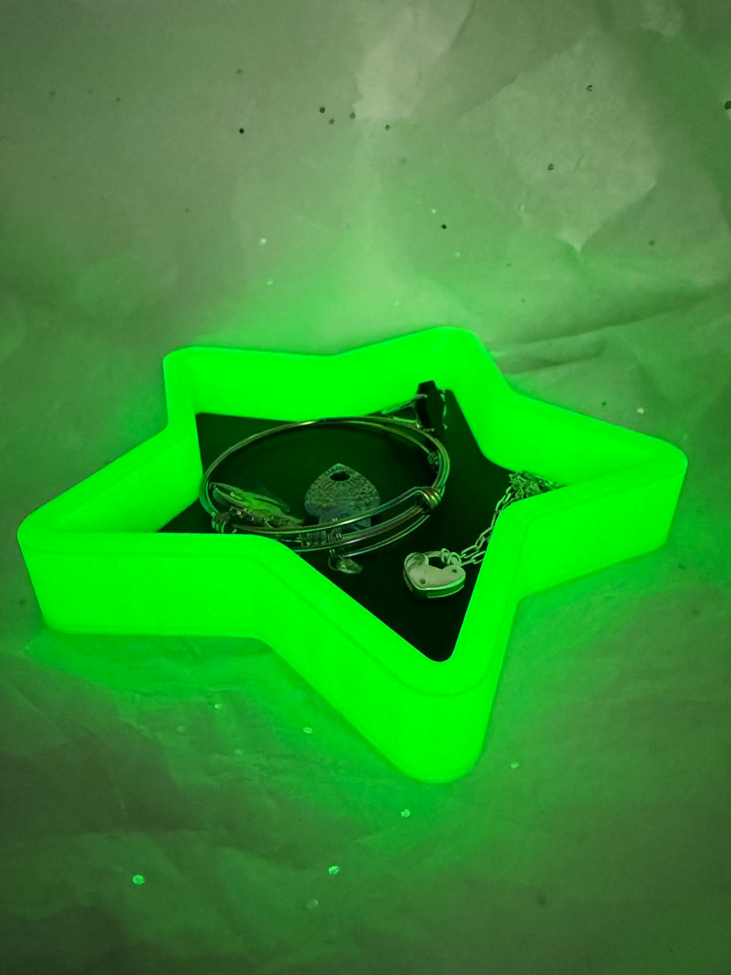 Star Tray (Black & Glowing Green) | 3D Printed Decor