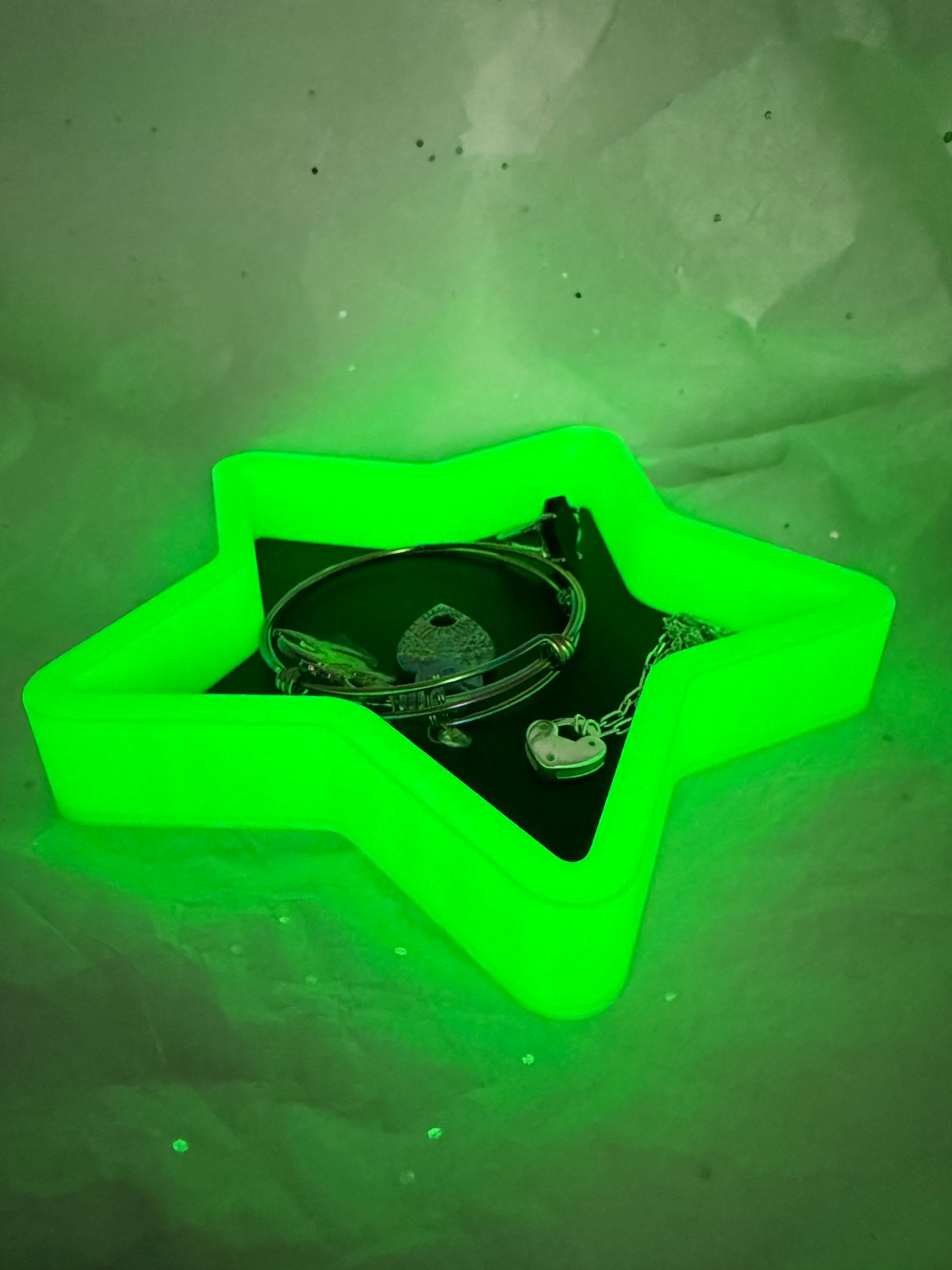 Star Tray (Black & Glowing Green) | 3D Printed Decor