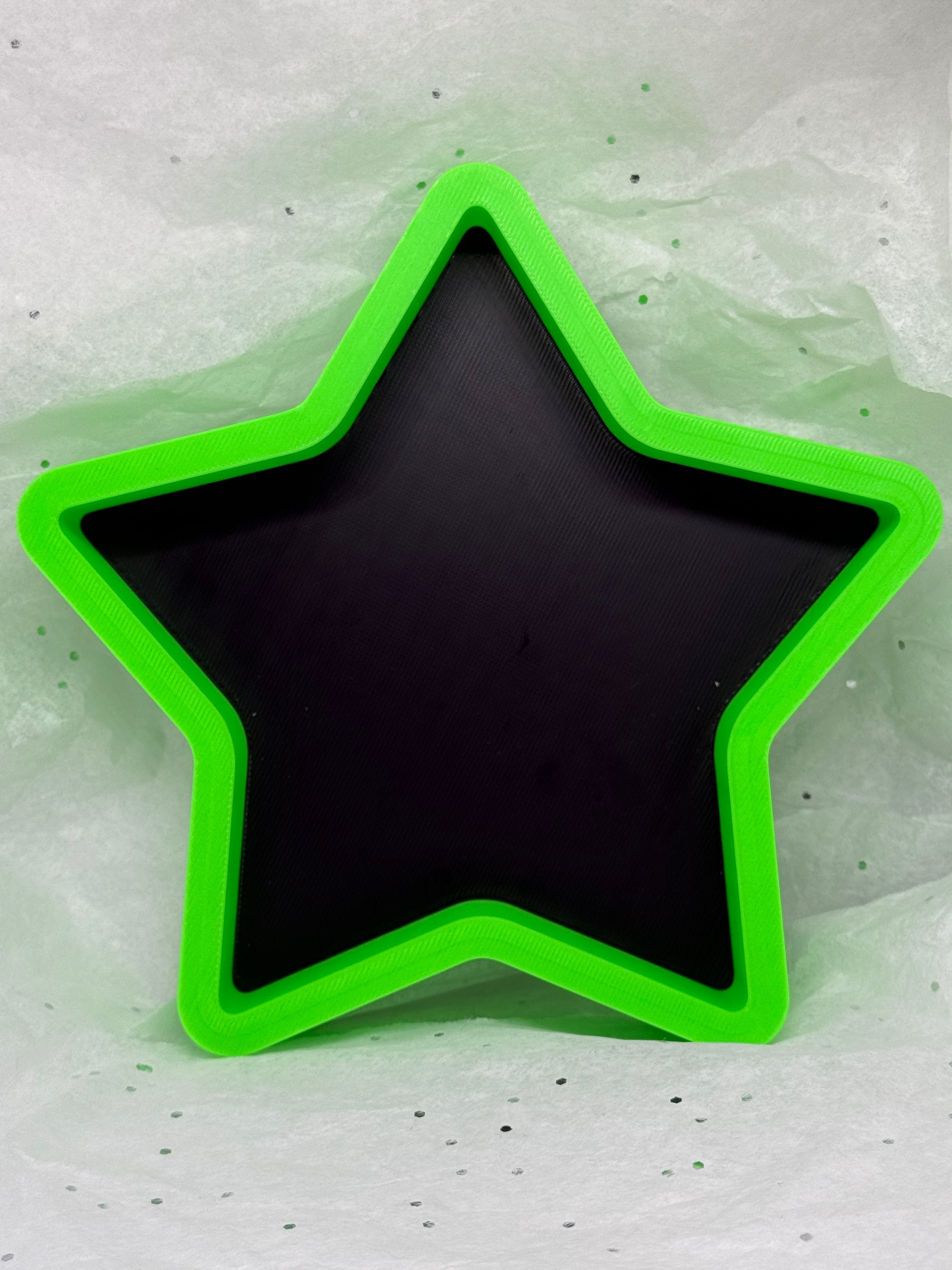 Star Tray (Black & Glowing Green) | 3D Printed Decor