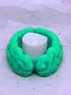 Brain Tea Light Holder (Glowing Green) | 3D Printed Decor