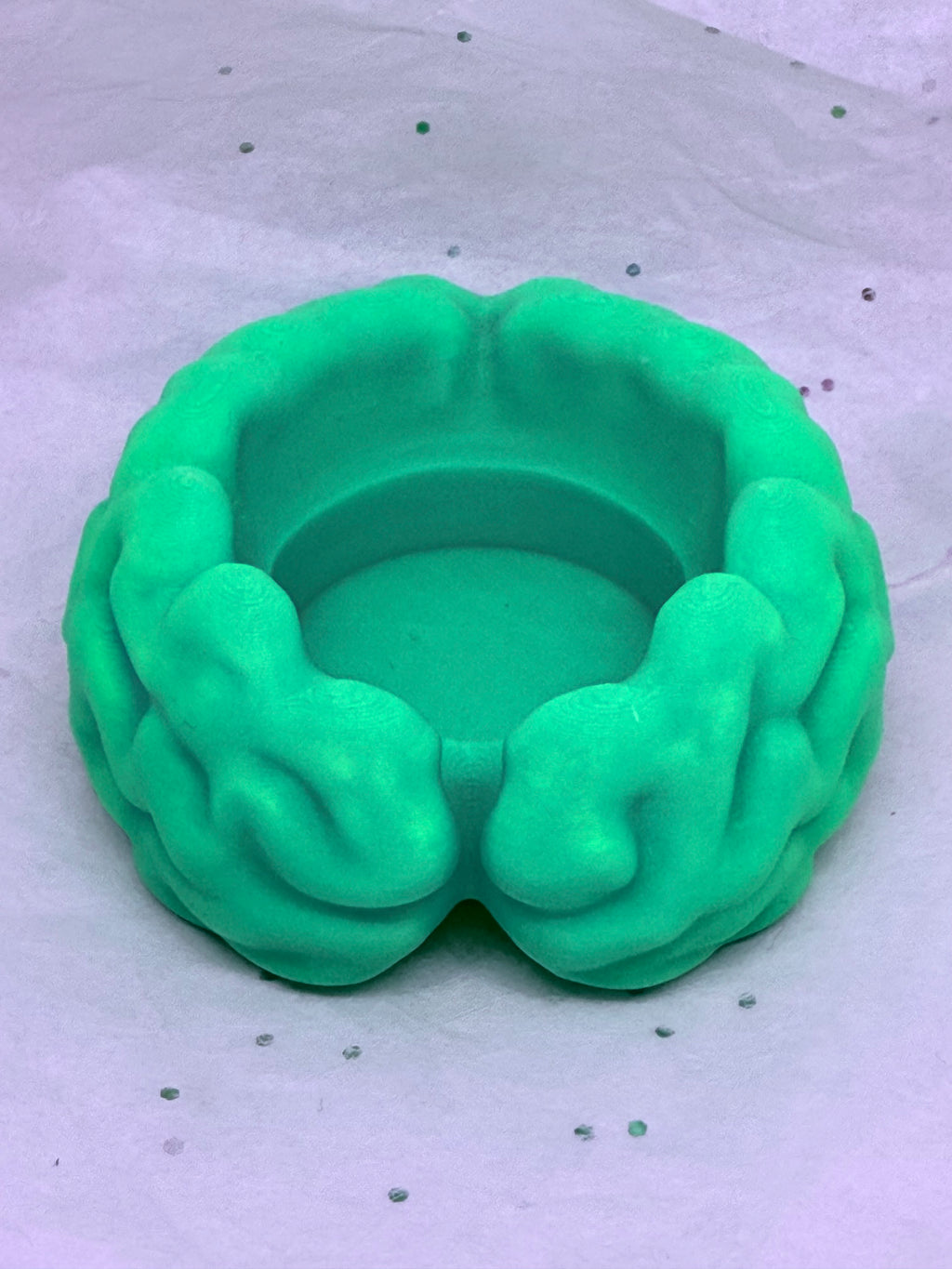 Brain Tea Light Holder (Glowing Green) | 3D Printed Decor