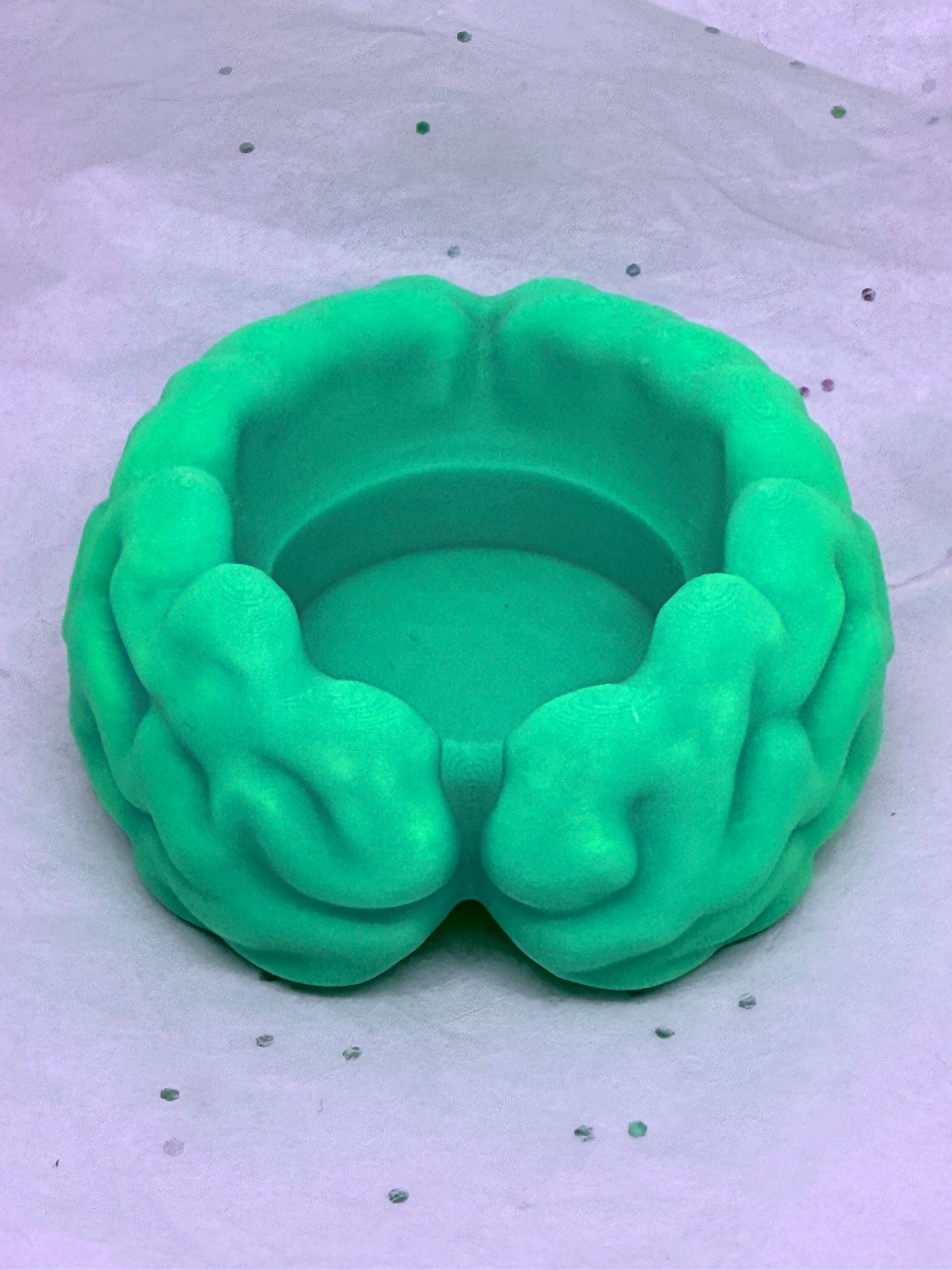 Brain Tea Light Holder (Glowing Green) | 3D Printed Decor