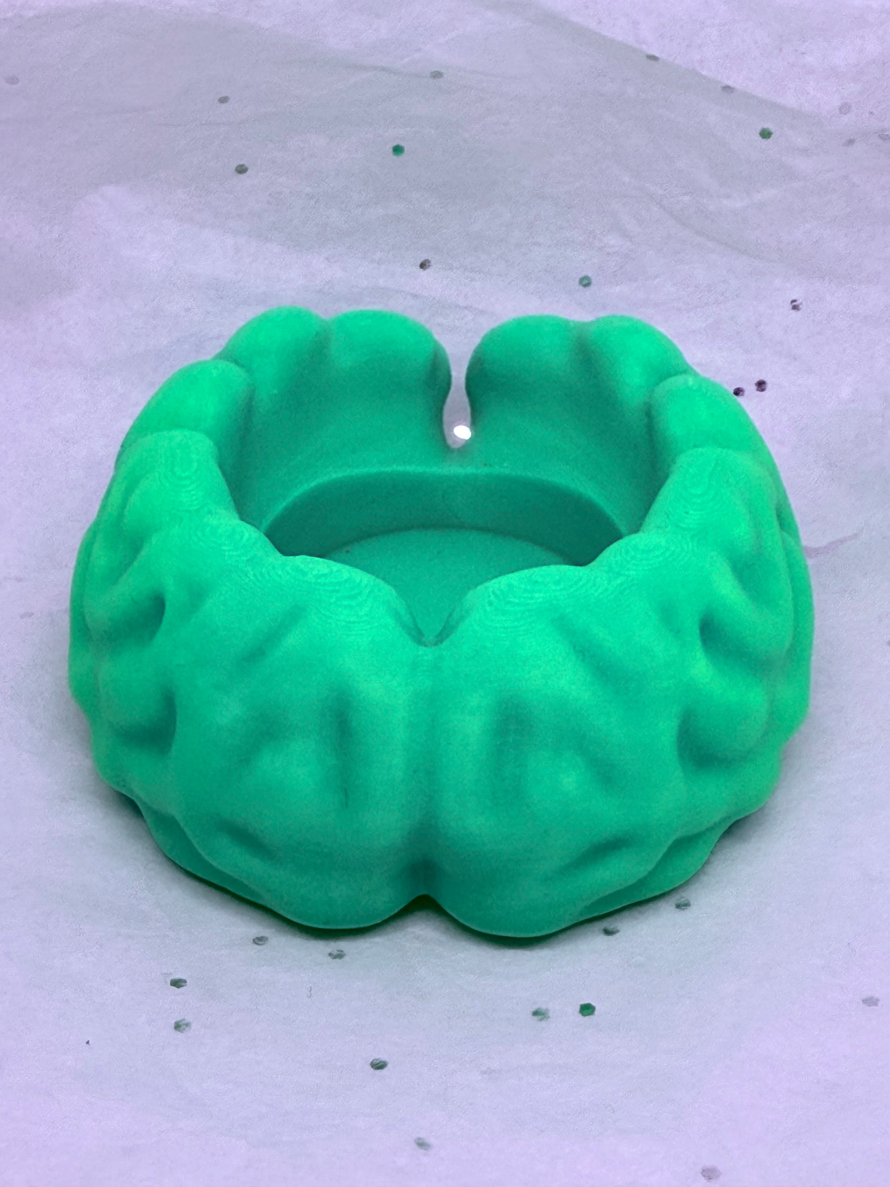 Brain Tea Light Holder (Glowing Green) | 3D Printed Decor