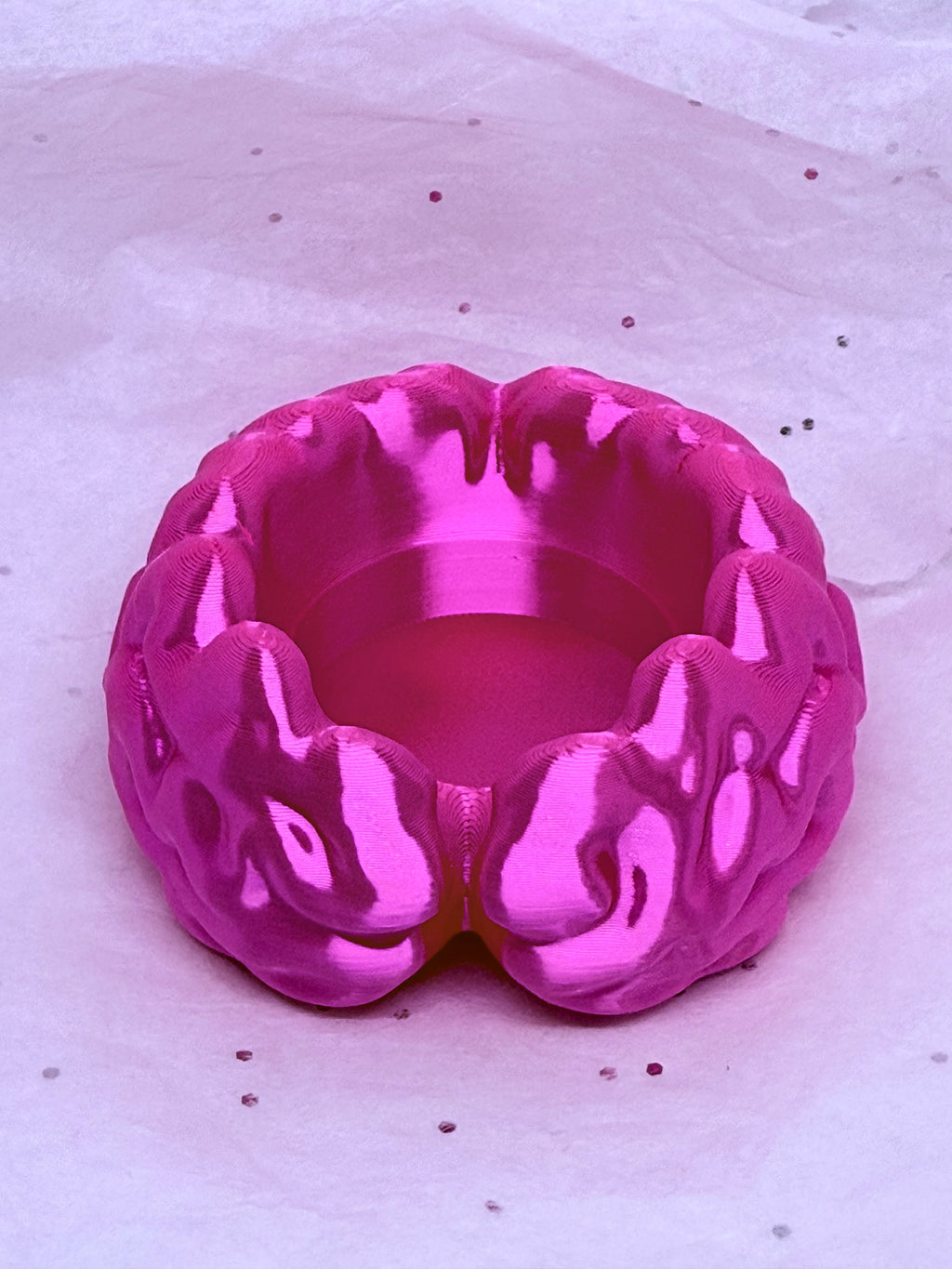 Brain Tea Light Holder (Silky Magenta) | 3D Printed Decor