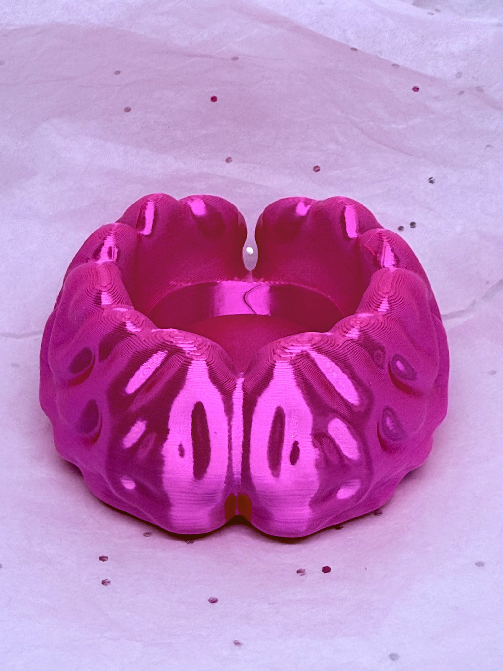 Brain Tea Light Holder (Silky Magenta) | 3D Printed Decor