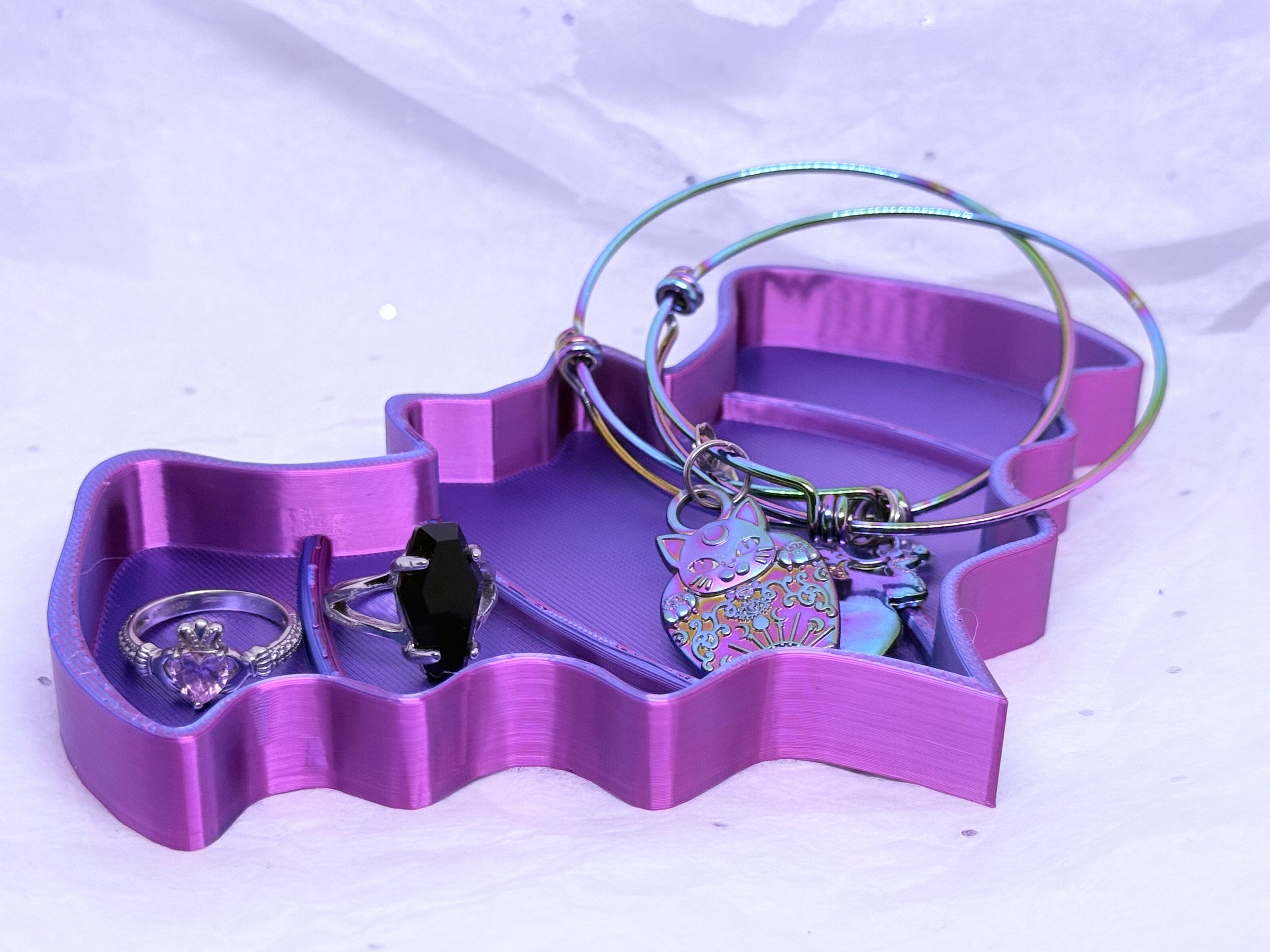 Bat Tray (Blue/Purple) | 3D Printed Decor