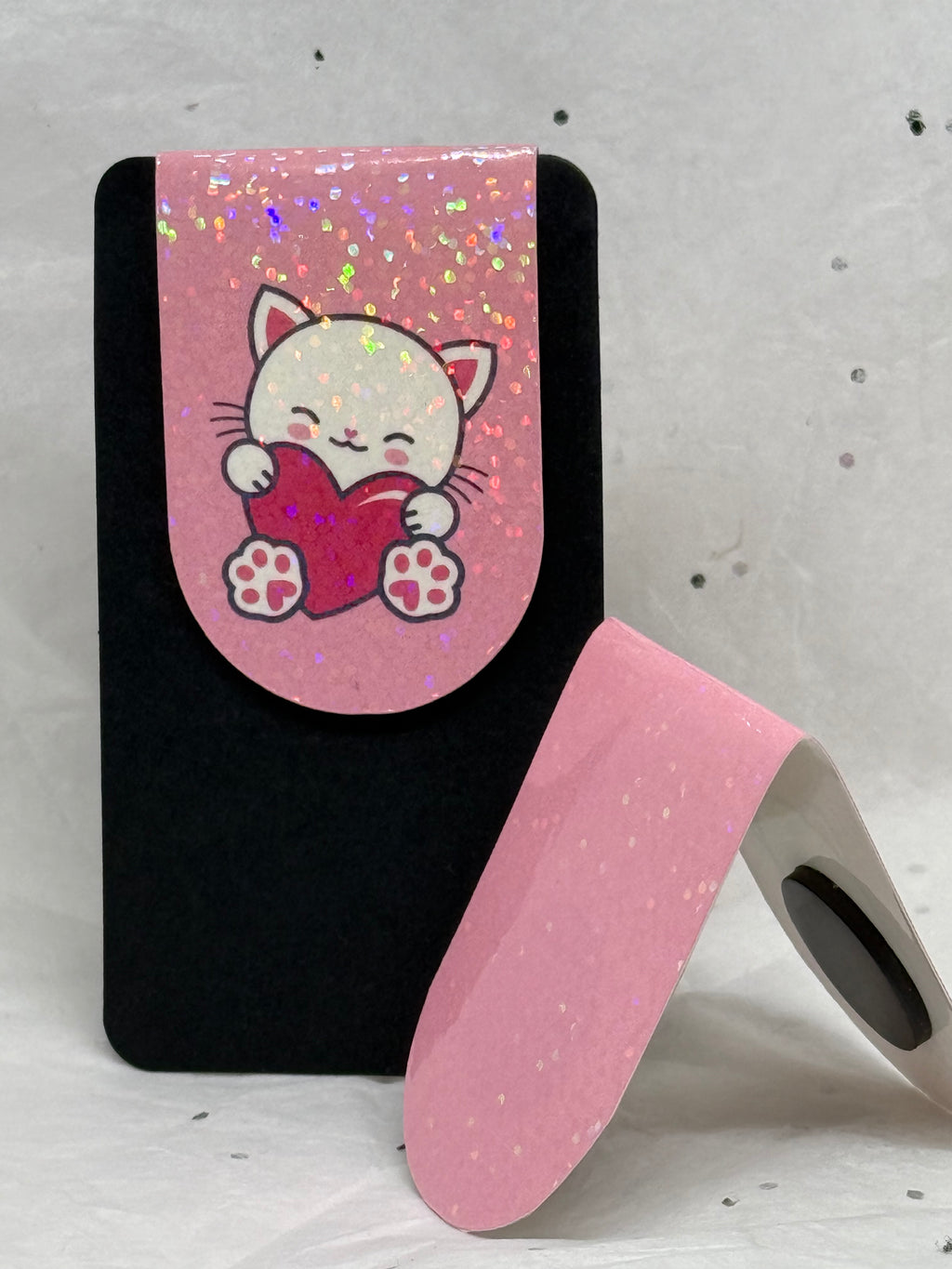 Cat Hugging Heart Bookmark