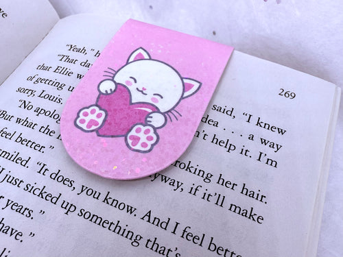 Cat Hugging Heart Bookmark