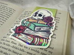 Books with Flowery Skull Bookmark (Light Green)