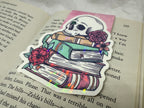 Books with Flowery Skull Bookmark (Light Pink)