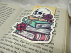 Books with Flowery Skull Bookmark (Yellow)