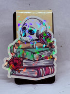 Books with Flowery Skull Bookmark (Yellow)