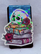 Books with Flowery Skull Bookmark (Teal)