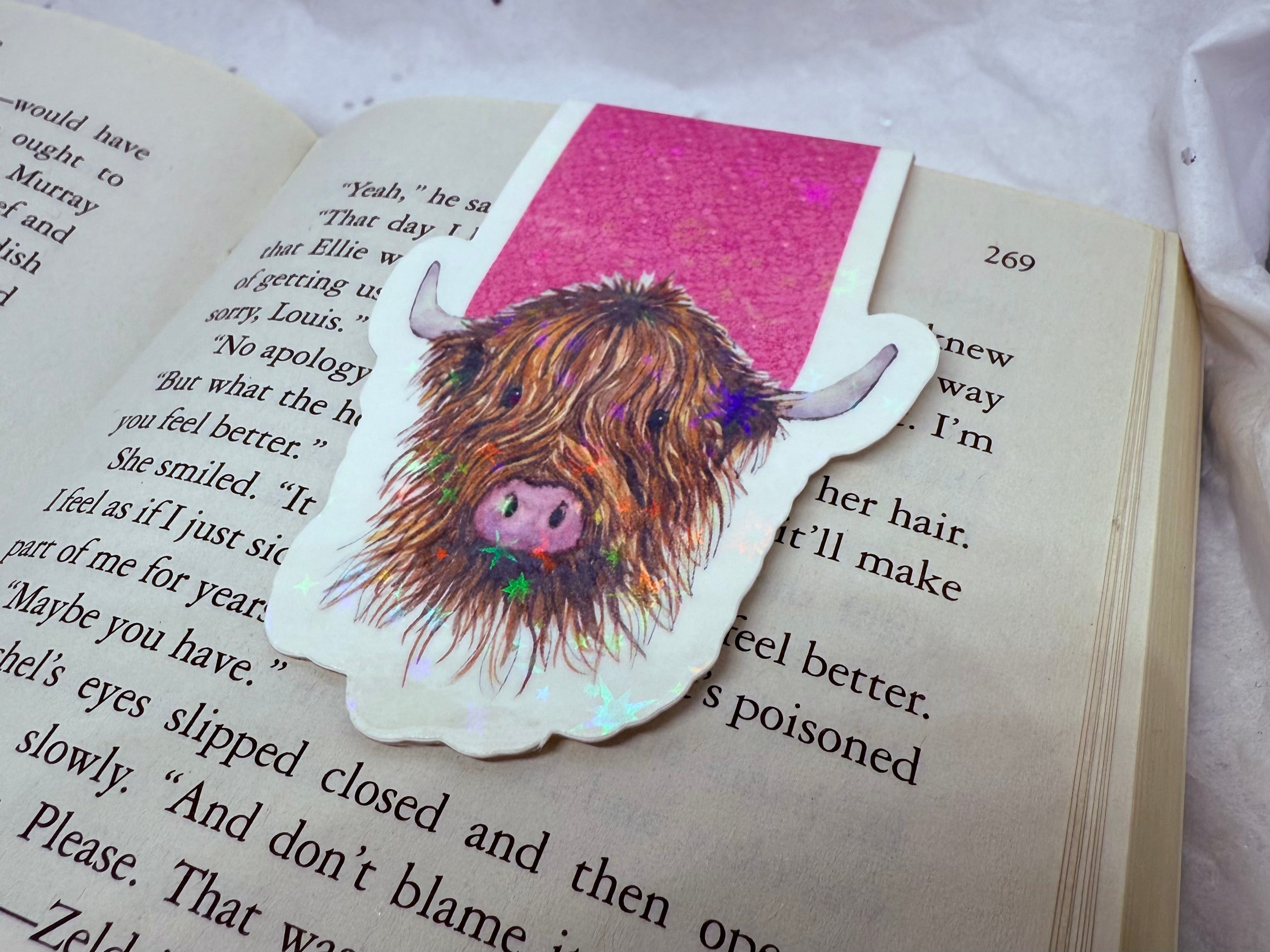 Highland Cow Bookmark (Pink)