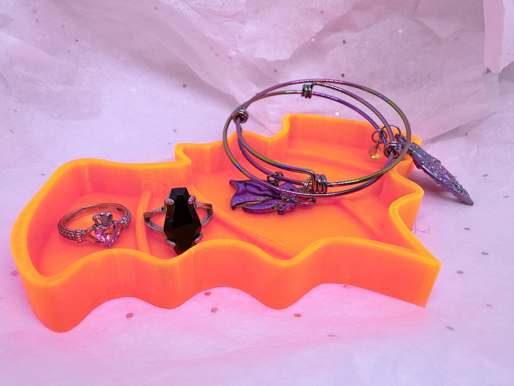 Bat Tray (Bright Orange) | 3D Printed Decor