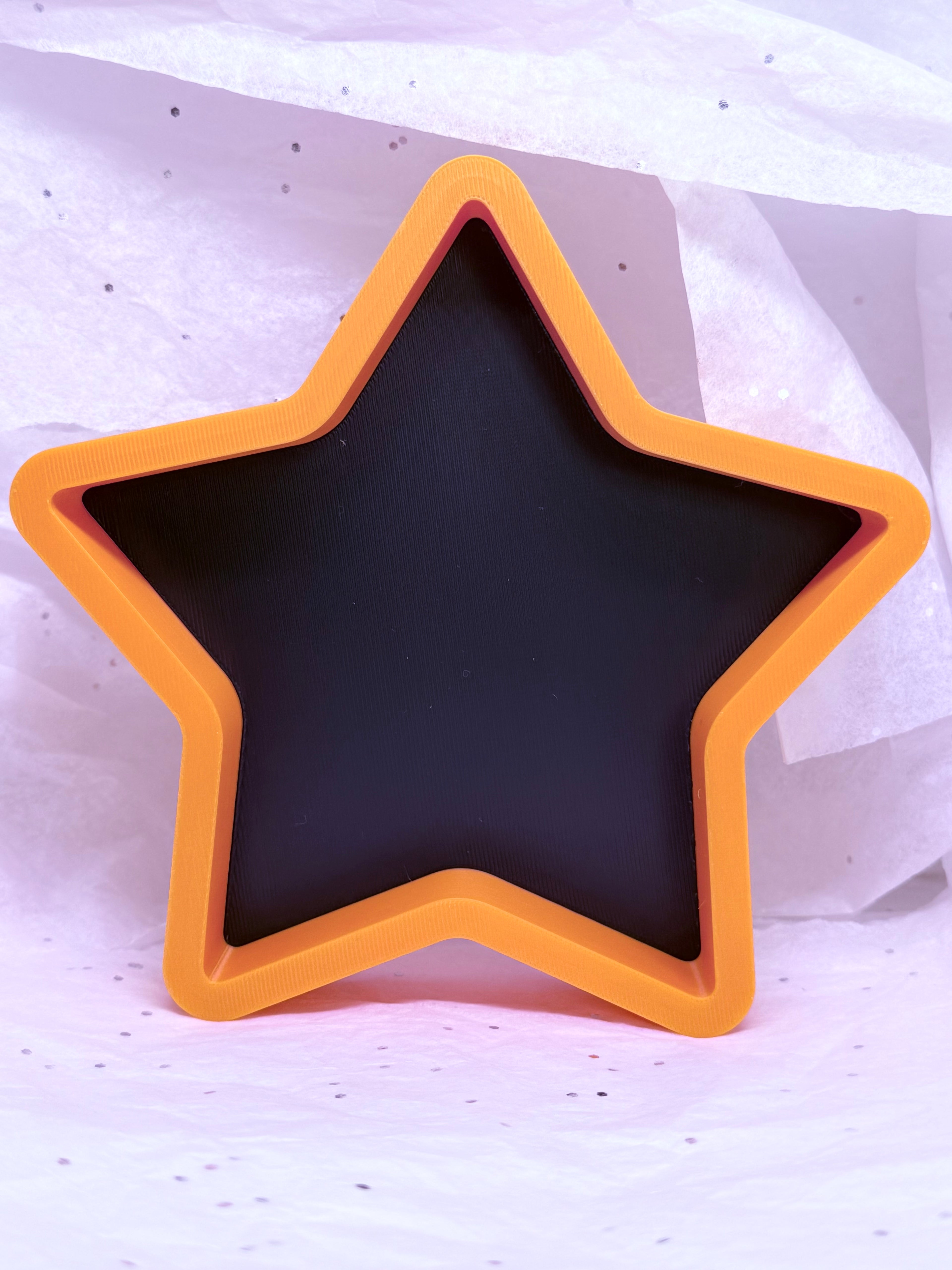 Star Tray (Black & Orange) | 3D Printed Decor