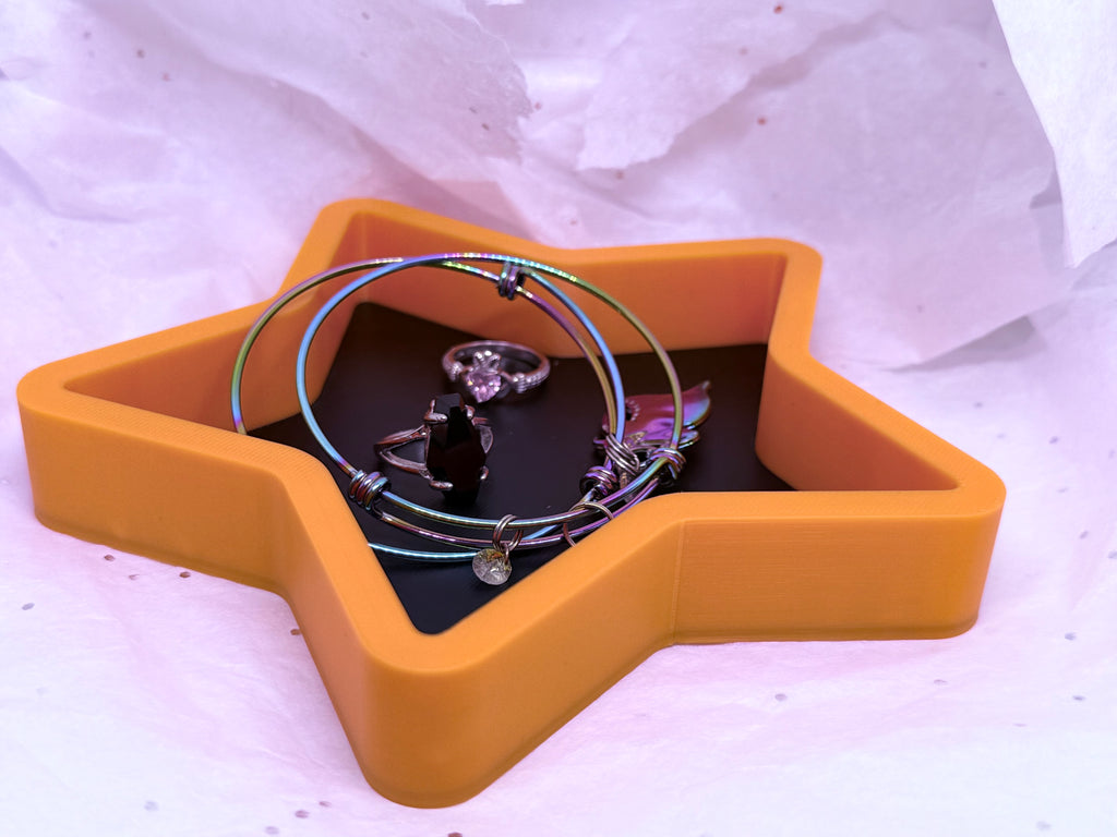 Star Tray (Black & Orange) | 3D Printed Decor
