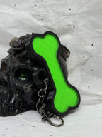 Dog Bone (Black & Glowing Green) | 3D Printed Keychain