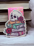 Books with Flowery Skull Bookmark (Light Pink)