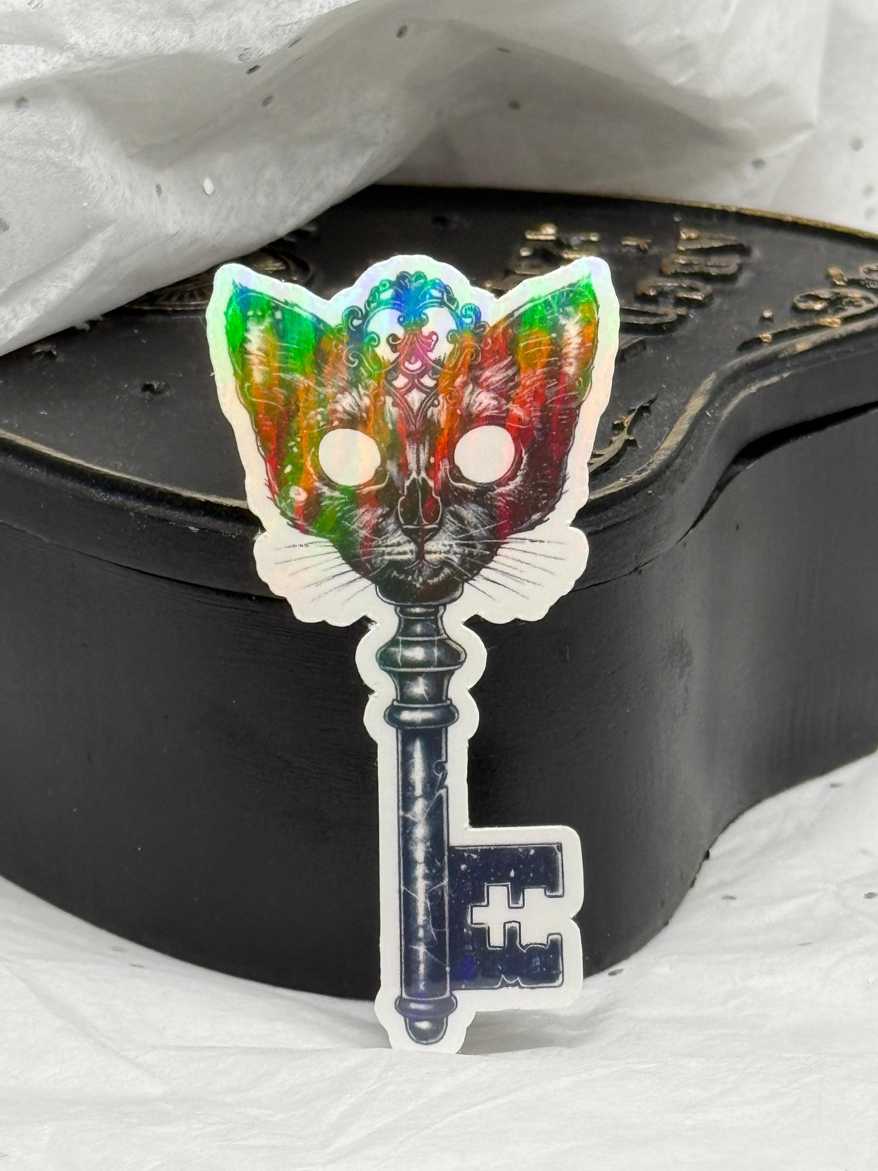 Cat Skeleton Key Sticker