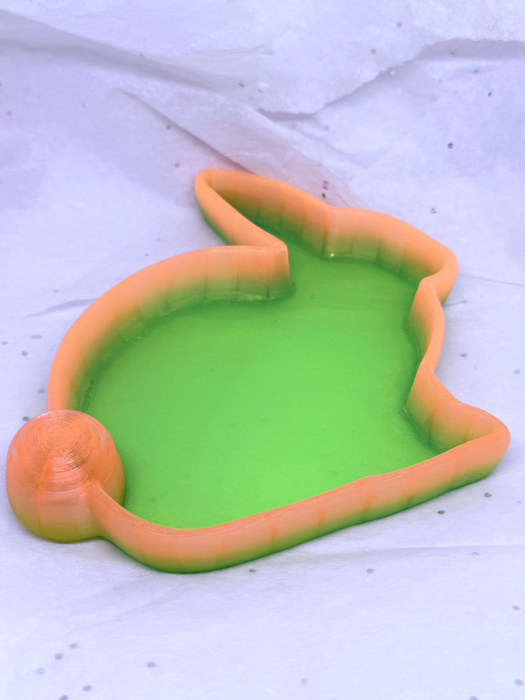 Bunny Tray (Orange/Green) | 3D Printed Decor