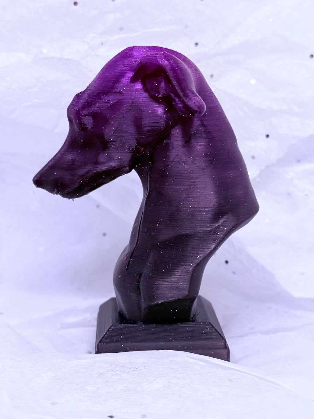 Greyhound Bust (Dark Galaxy Purple/Black) | 3D Printed Decor