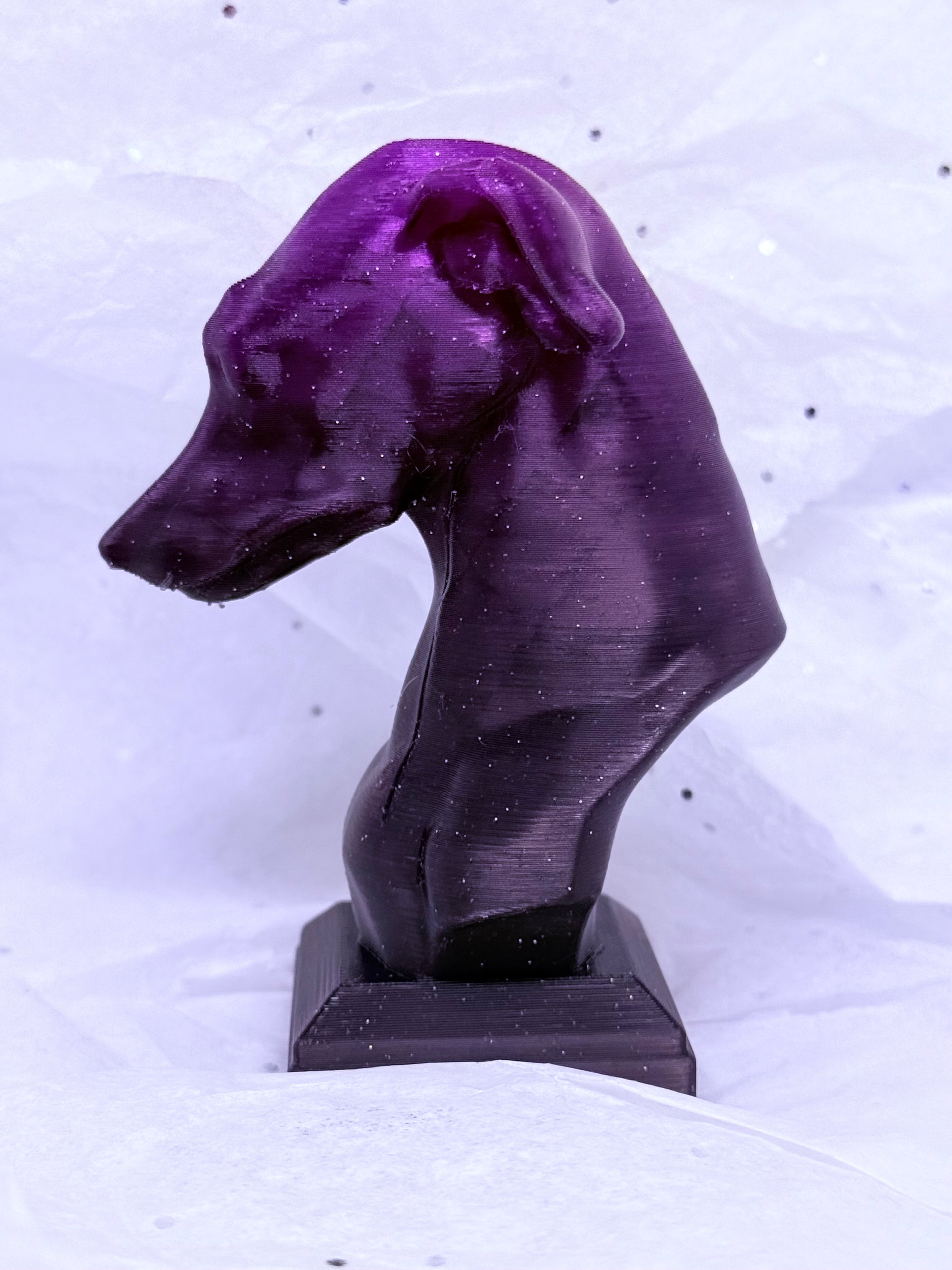 Greyhound Bust (Dark Galaxy Purple/Black) | 3D Printed Decor