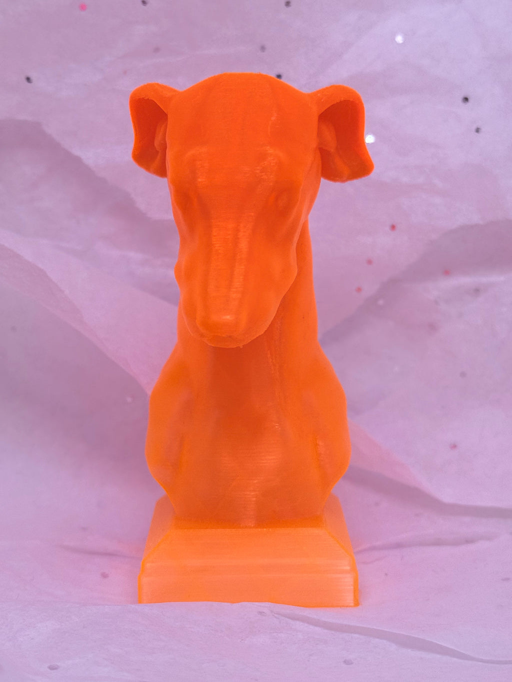 Greyhound Bust (Neon Orange) | 3D Printed Decor