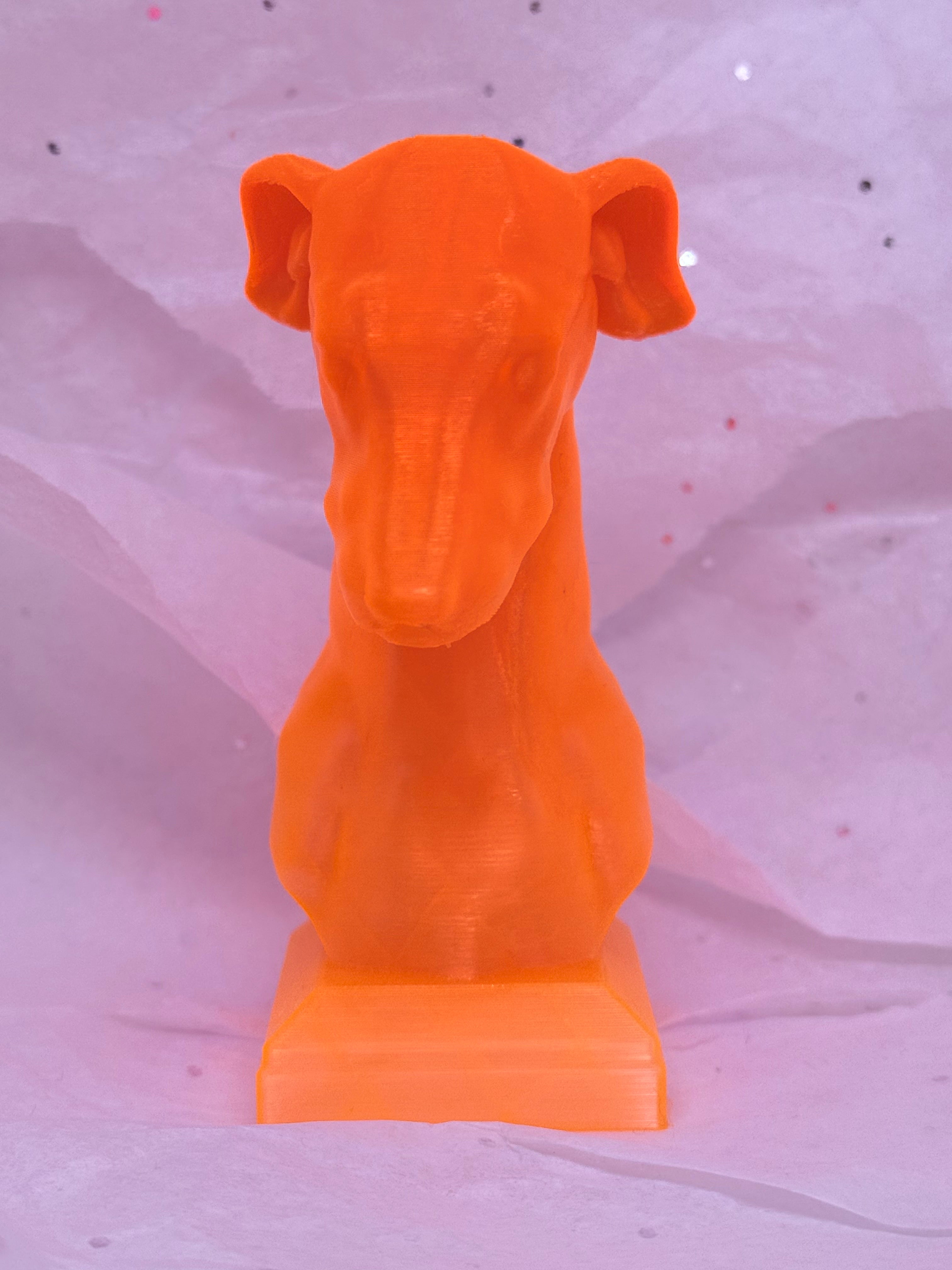 Greyhound Bust (Neon Orange) | 3D Printed Decor