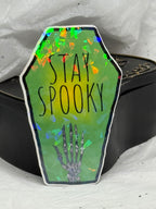 Stay Spooky Coffin with Skeleton Hand | Sticker