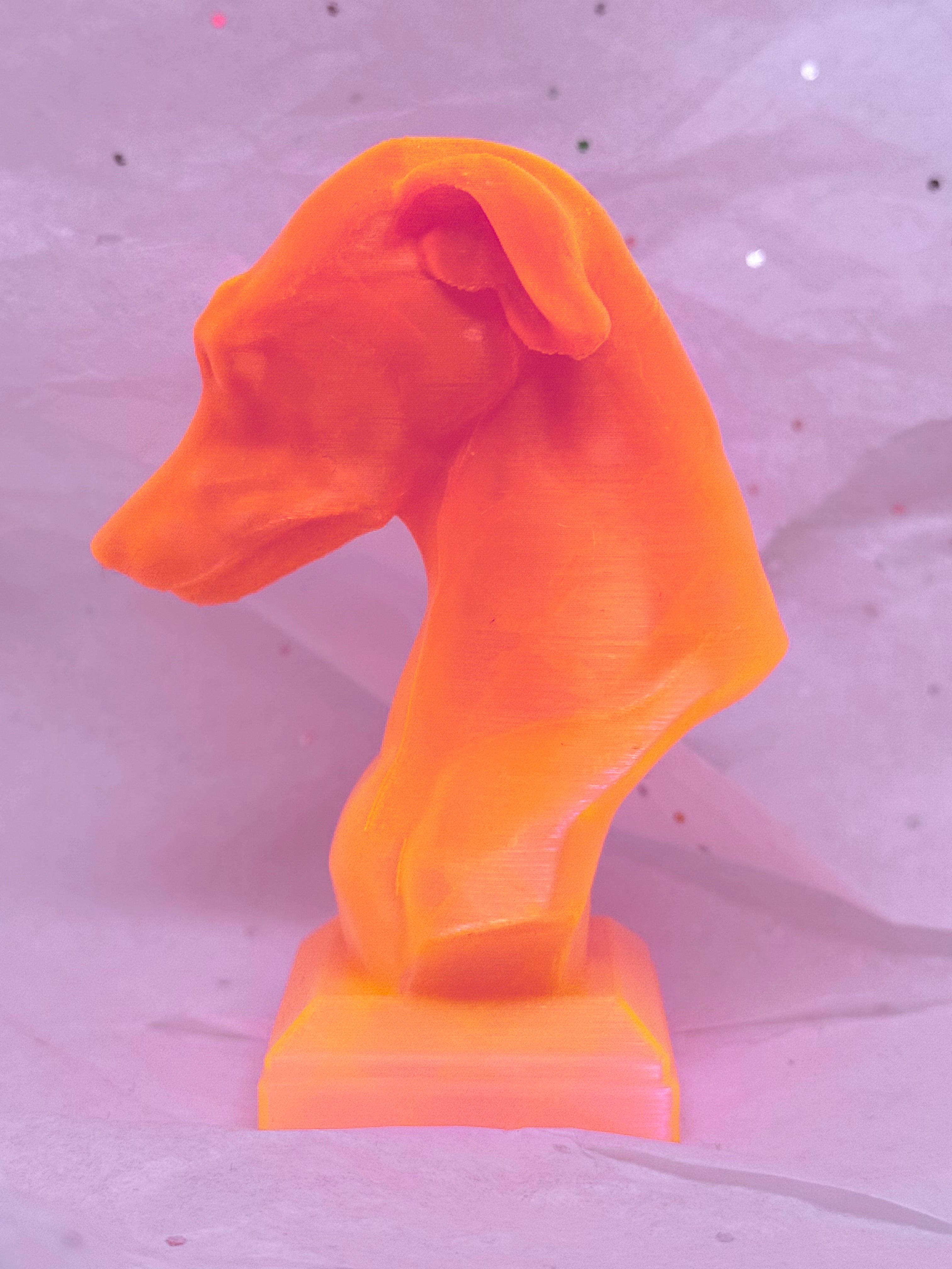 Greyhound Bust (Neon Orange) | 3D Printed Decor