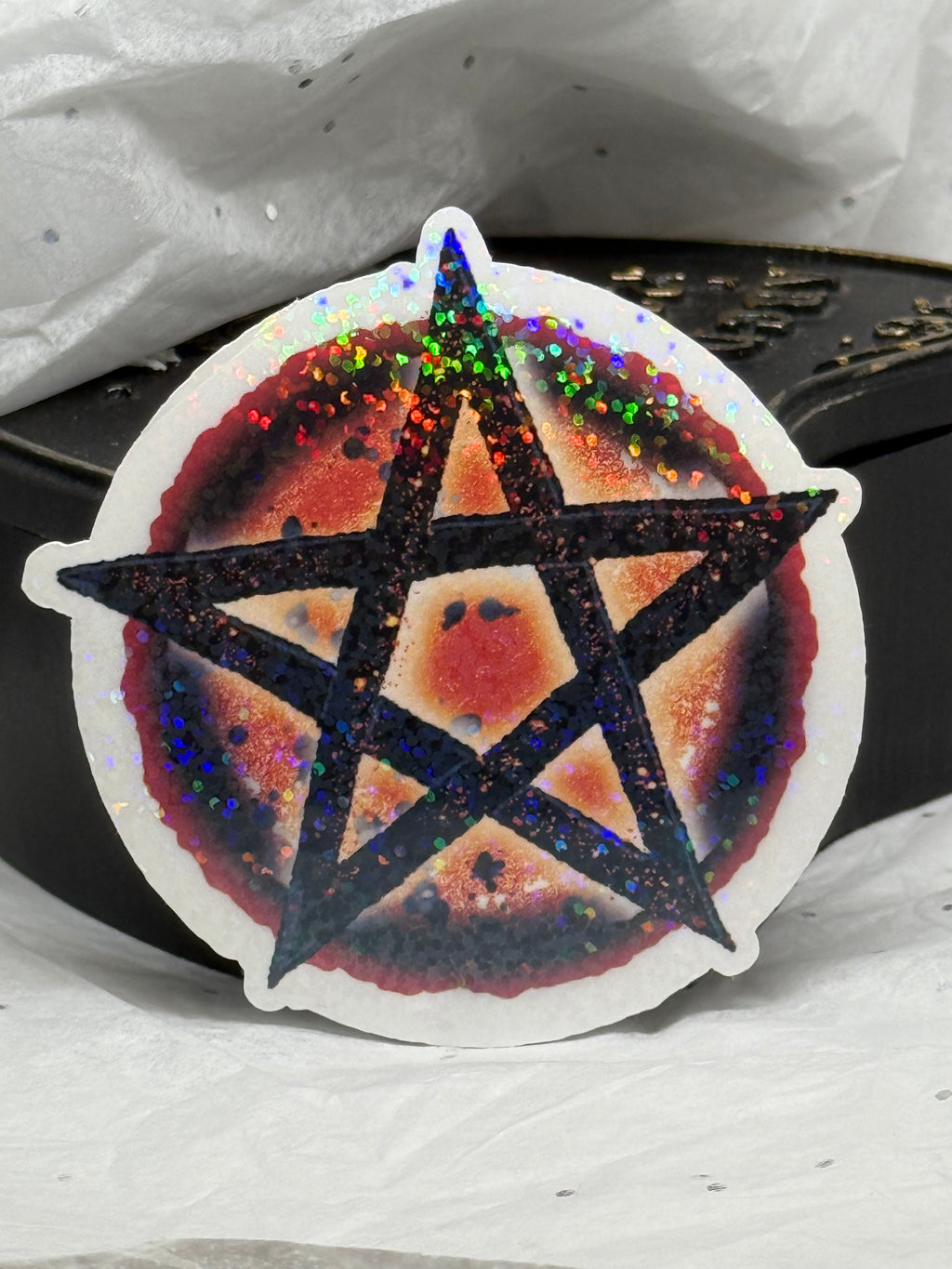 Pentacle Sticker (Orange & Black) | Sticker
