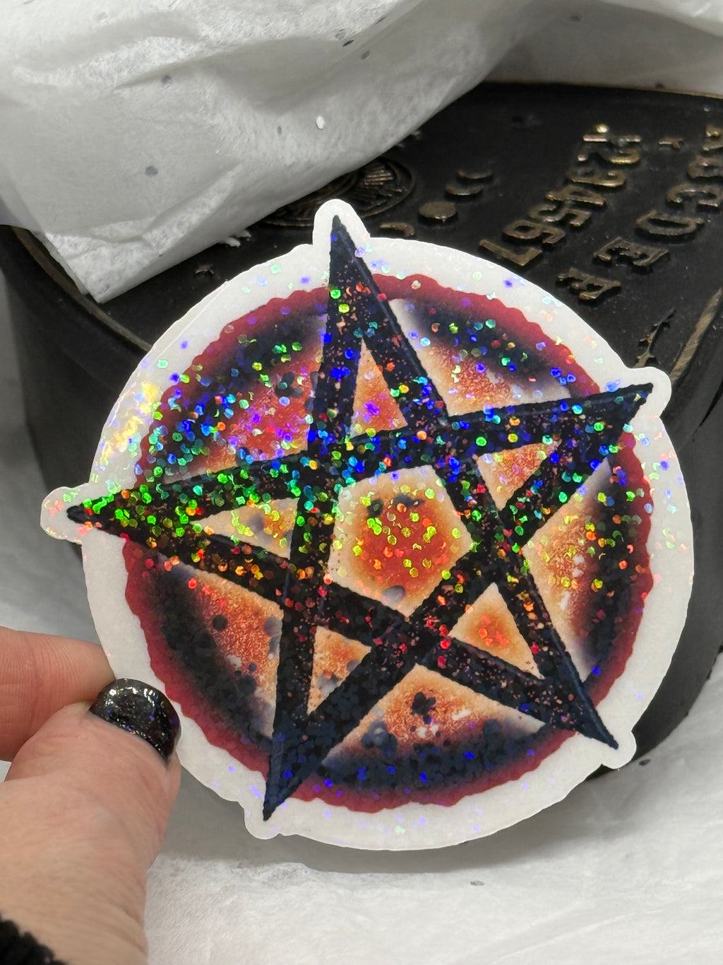 Pentacle Sticker (Orange & Black)