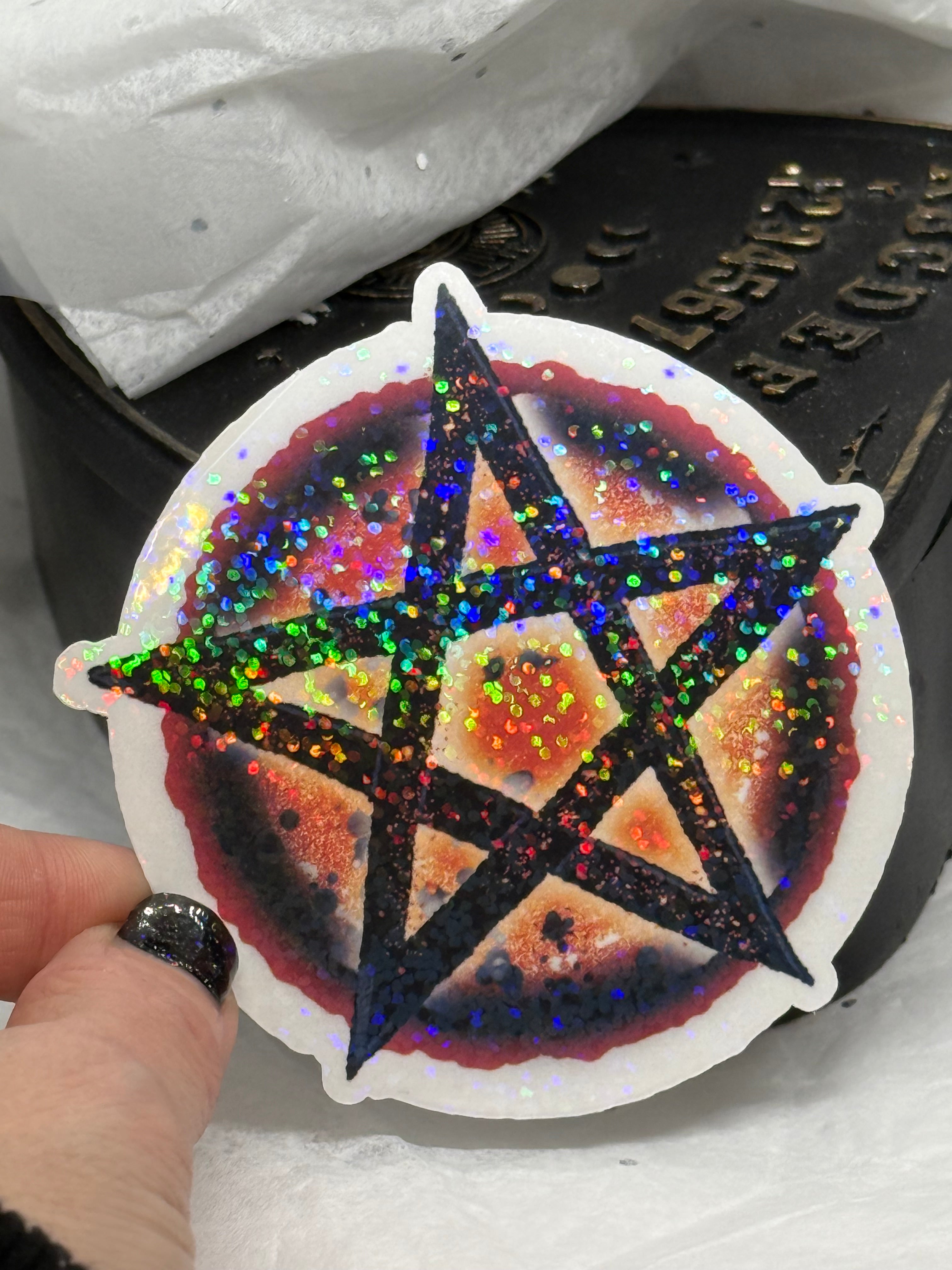 Pentacle Sticker (Orange & Black)
