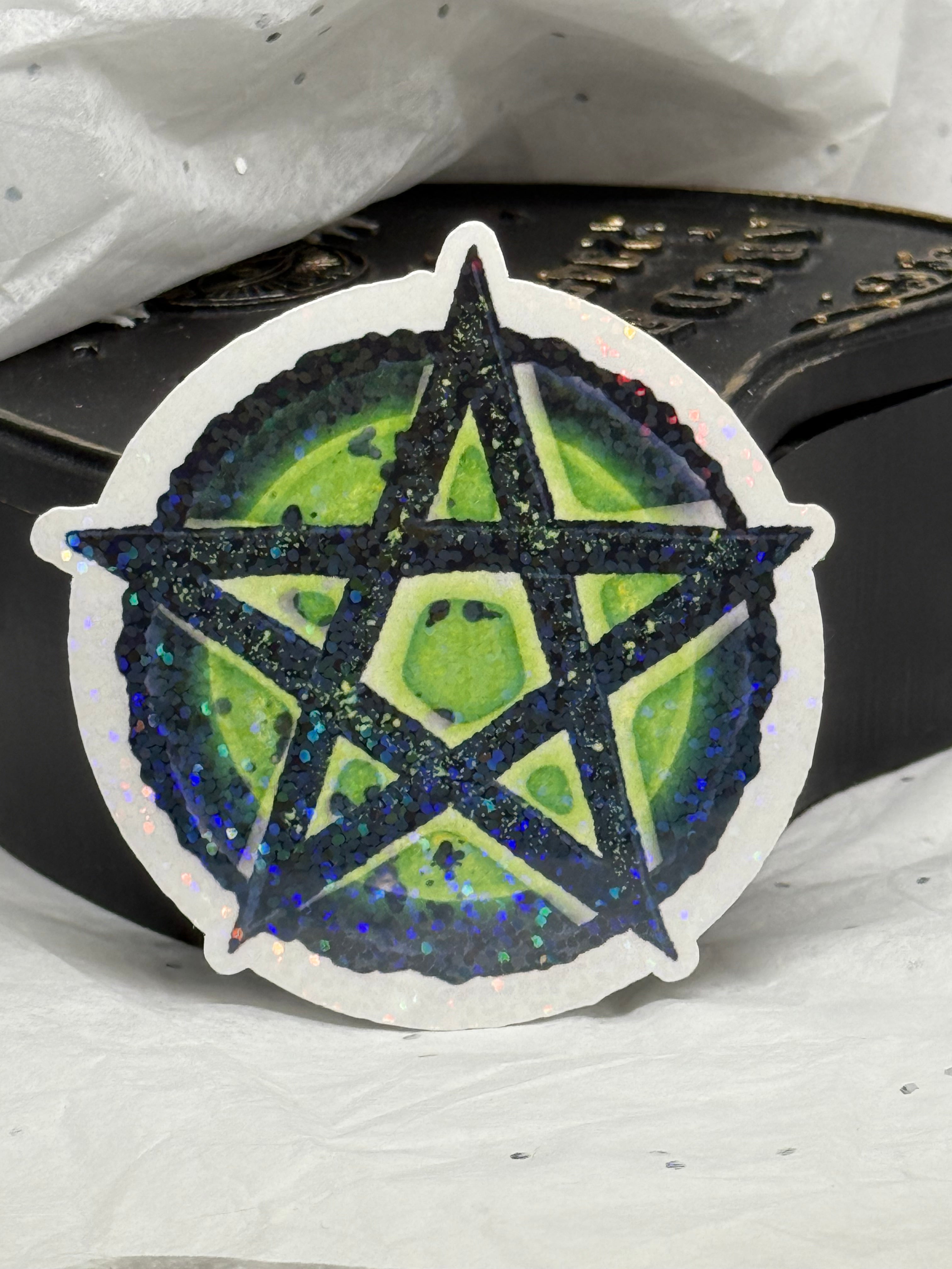 Pentacle Sticker (Green & Black)