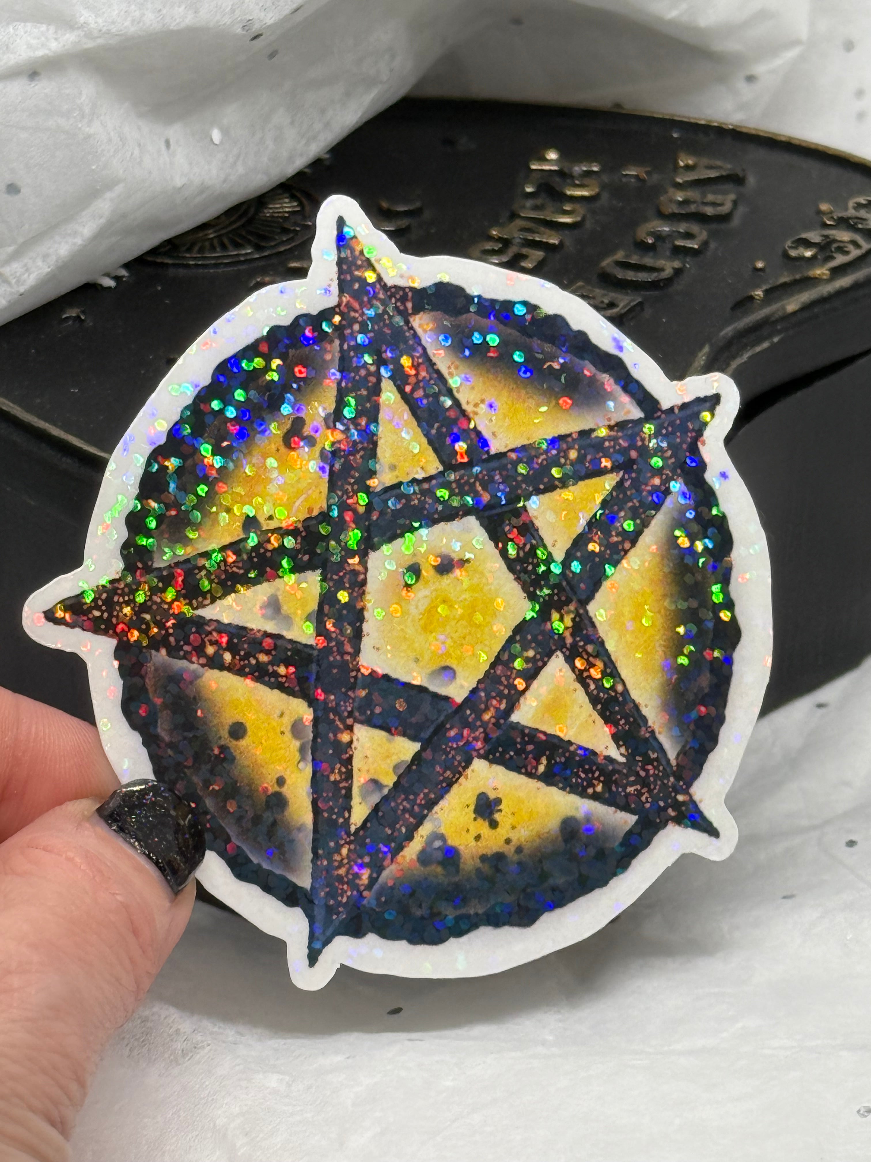 Pentacle Sticker (Gold & Black)