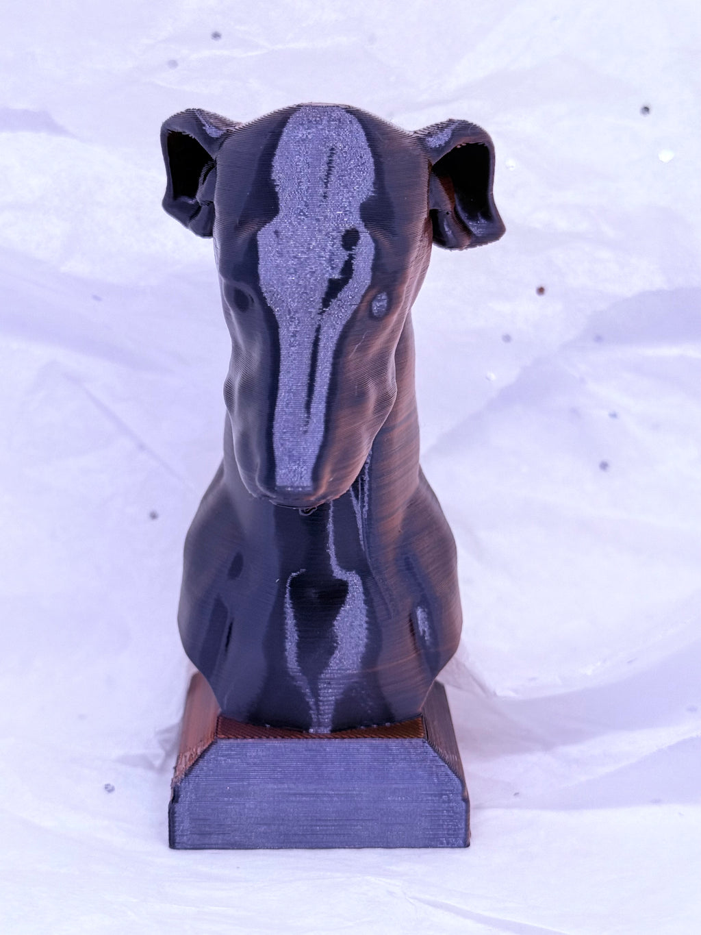 Greyhound Bust (Black/Orange) | 3D Printed Decor
