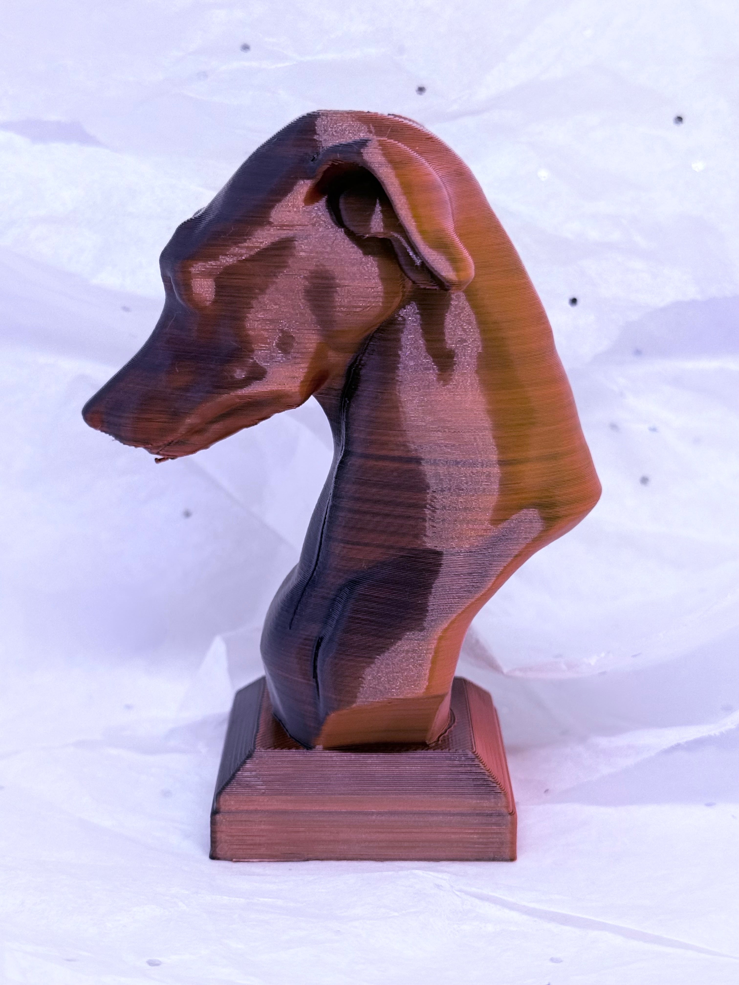 Greyhound Bust (Black/Orange) | 3D Printed Decor