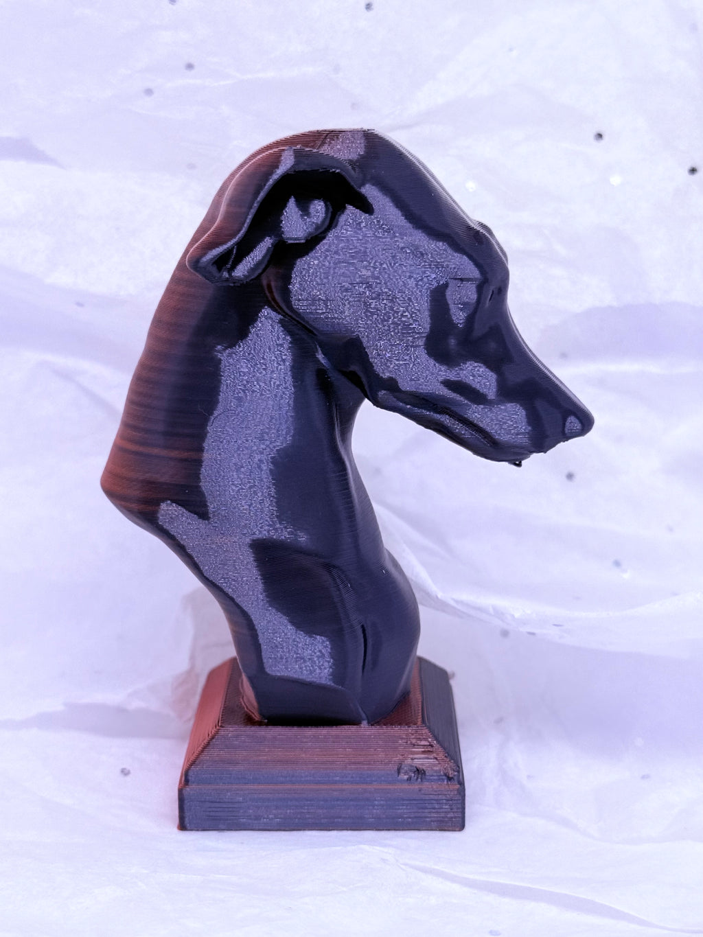 Greyhound Bust (Black/Orange) | 3D Printed Decor