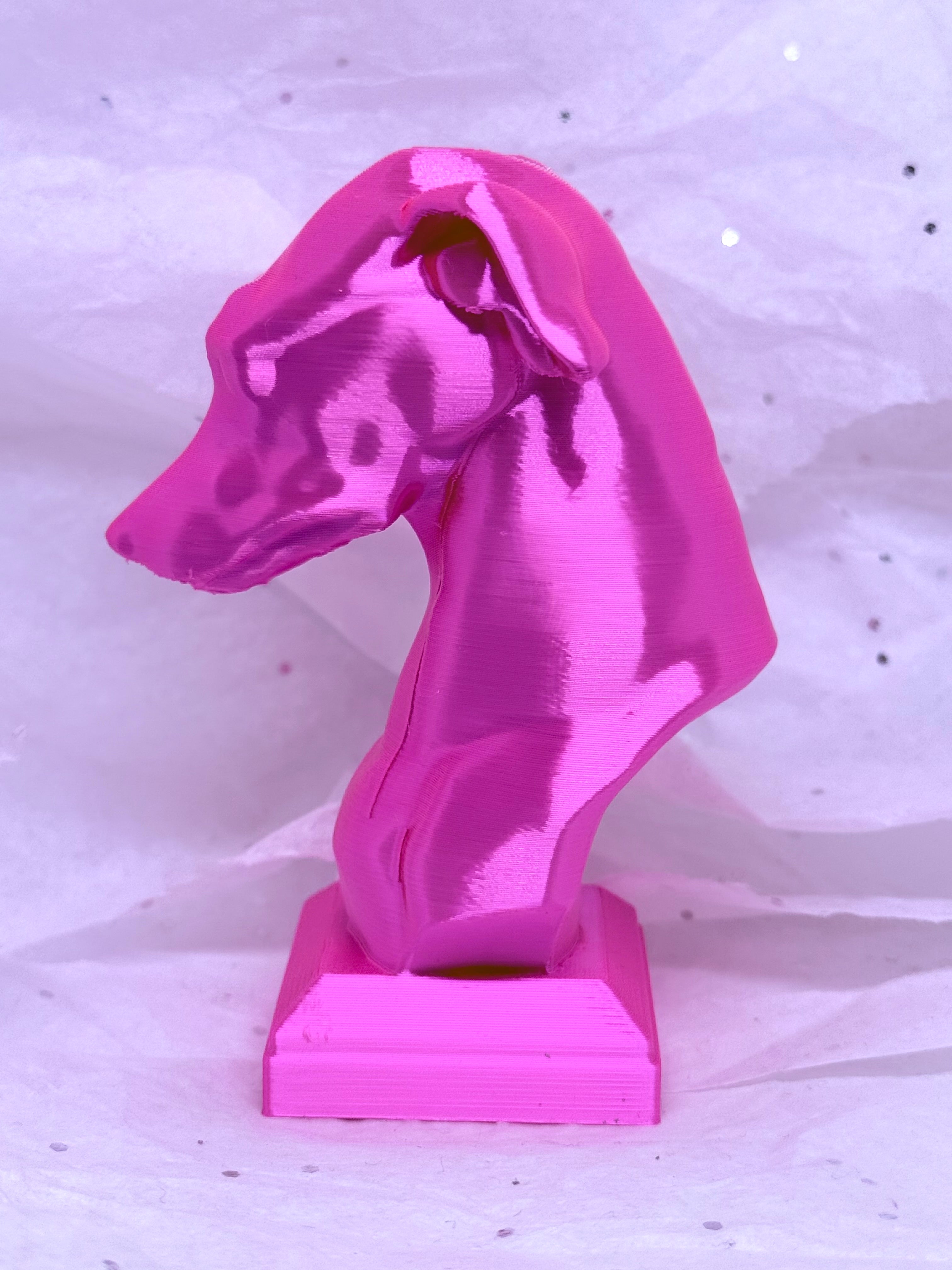 Greyhound Bust (Silky Magenta) | 3D Printed Decor
